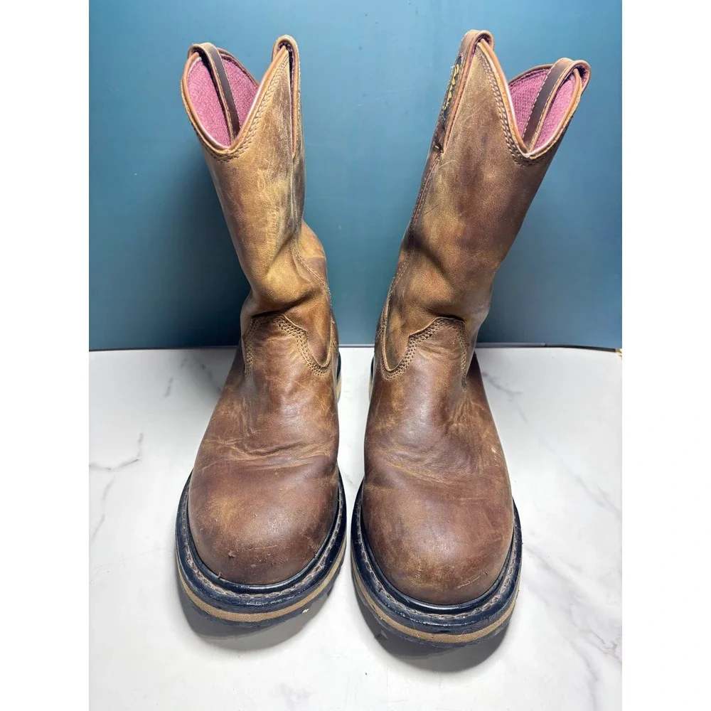 Cabelas Mens 8D Brown Leather Gore-Tex Waterproof Pull On Work Boots 82-5347